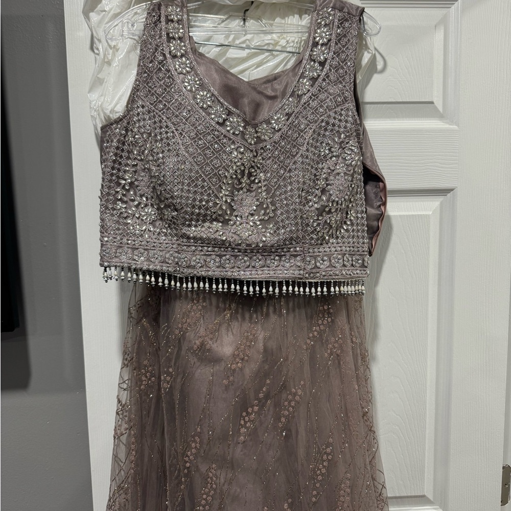 Embellished Mauve lehenga with dupatta